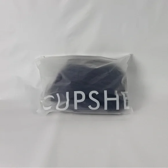 NWT! Navy Ribbed & Ruched Cupshe One Piece Slimming Swimsuit Large - Picture 14 of 15